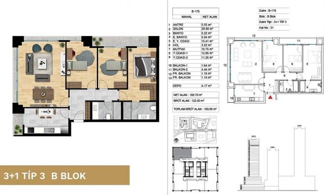Квартира 2+1 с видом на море в Стамбуле