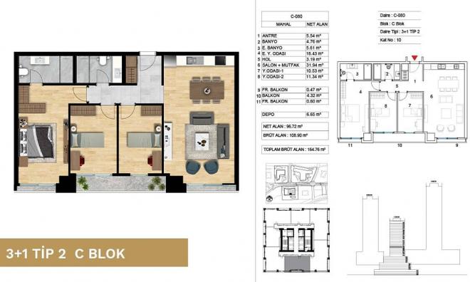 Квартира 2+1 с видом на море в Стамбуле