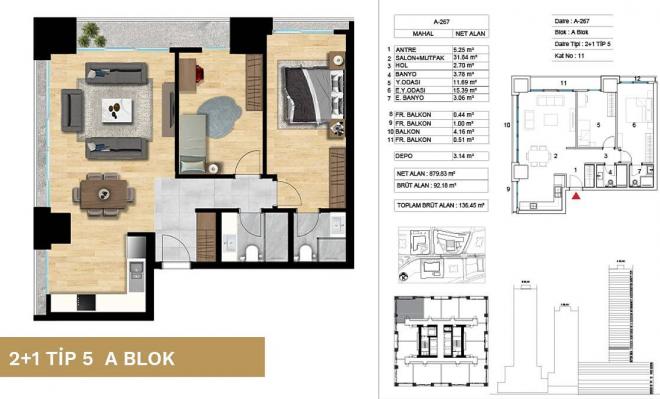 Квартира 5+1 с видом на море в Стамбуле