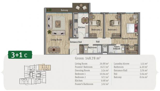 Квартира 1+1 в Стамбуле