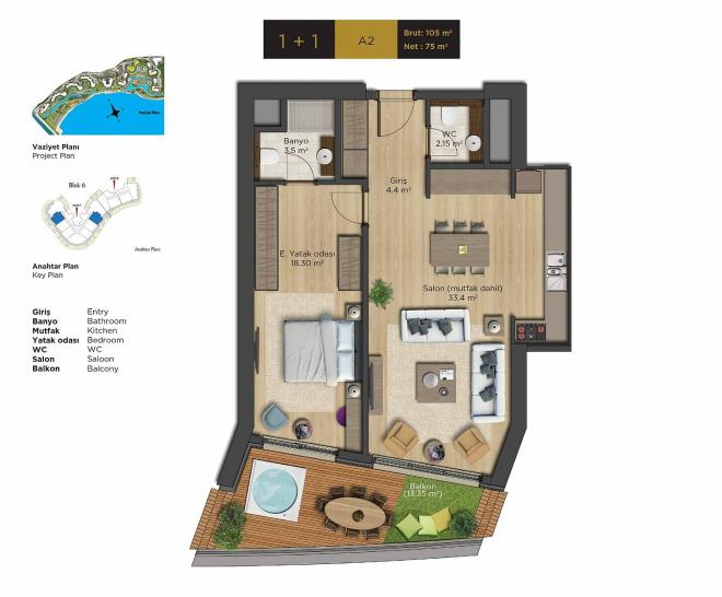 Квартира 4+1 с видом на море в Стамбуле