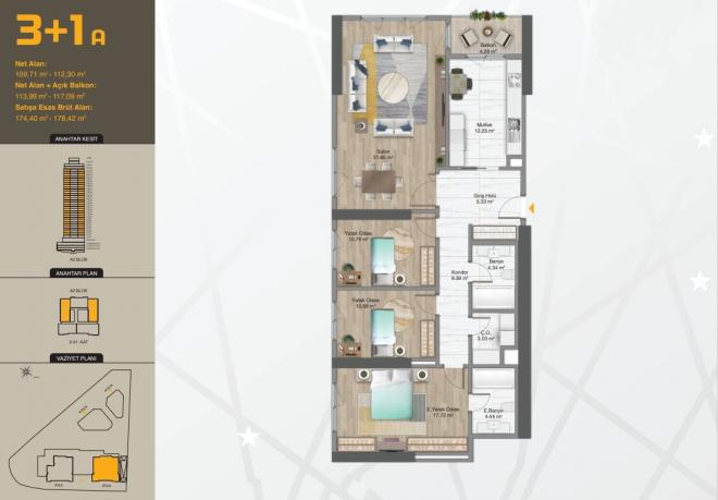 Квартира 3+1 с видом на море в Стамбуле