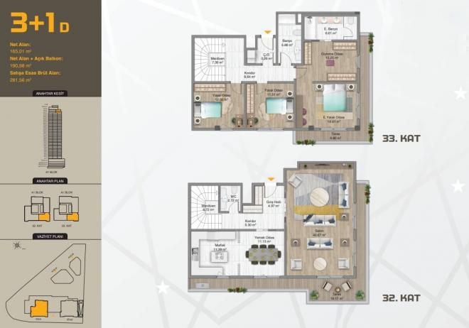 Квартира 3+1 с видом на море в Стамбуле