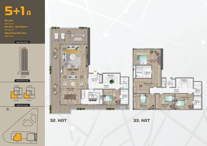Дюплекс 4+1 с видом на море в Стамбуле