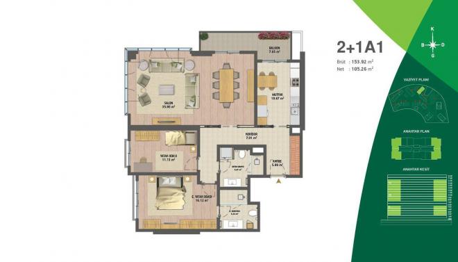 Квартира 2+1 с видом на море в Стамбуле