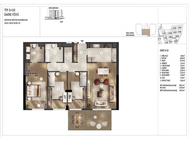 Квартира 3+1 с видом на море в Стамбуле