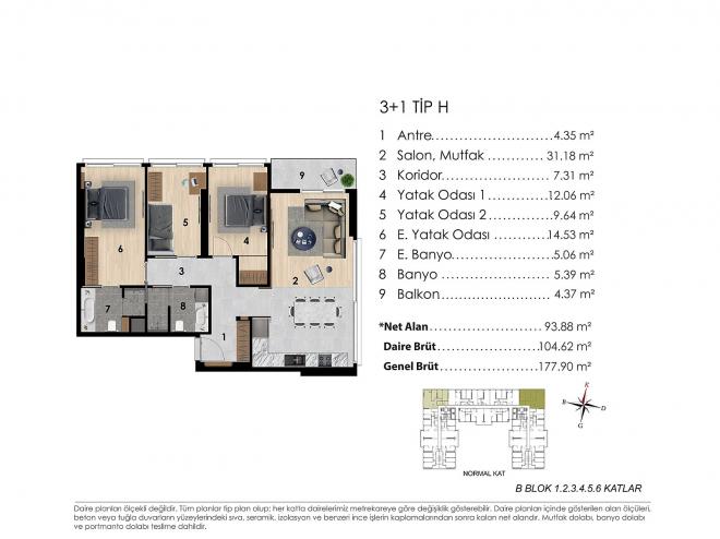 Квартира 2+1 с видом на море в Стамбуле