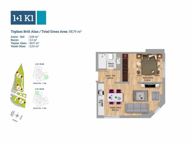 Квартира 2+1 с видом на море в Стамбуле