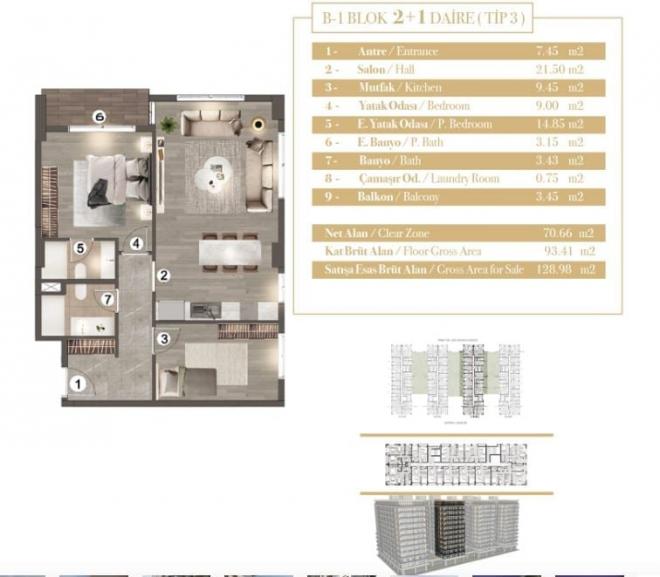 Квартира 1+1 в Стамбуле