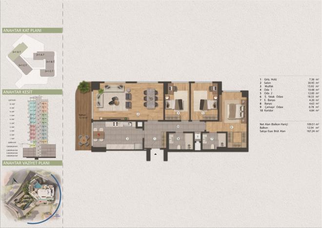 Квартира 3+1 с видом на море в Стамбуле