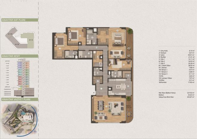 Квартира 3+1 с видом на море в Стамбуле