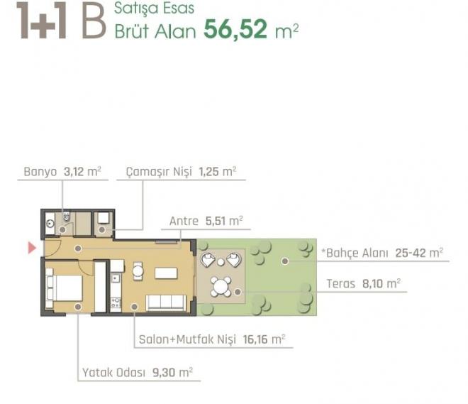 Квартира 1+1 в Стамбуле