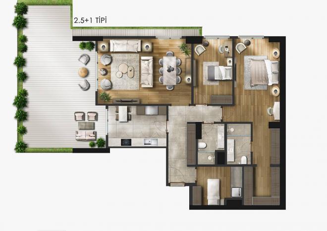 Квартира 4+1 с видом на море в Стамбуле