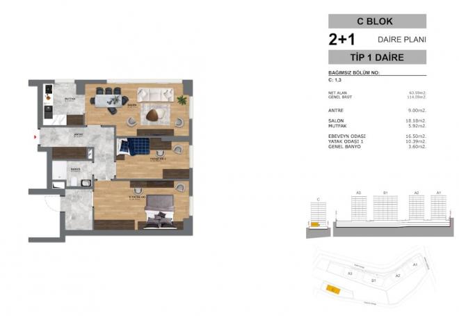 Квартира 1+1 в Стамбуле
