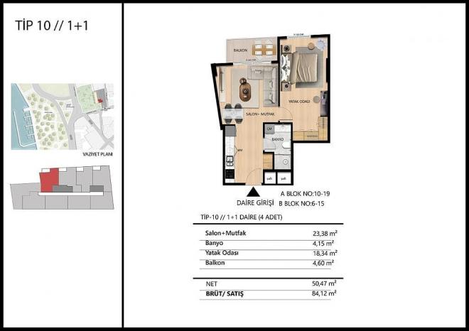 Квартира 1+1 с видом на море в Стамбуле