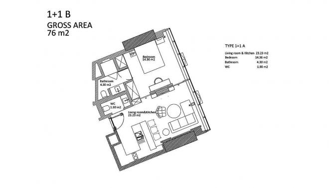 Квартира 1+1 в Стамбуле