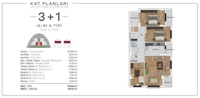 Квартира 1+1 в Стамбуле