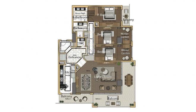 Квартира 3+1 с видом на море в Стамбуле