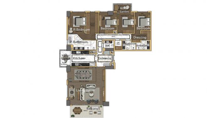 Квартира 3+1 с видом на море в Стамбуле