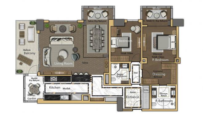 Квартира 5+1 с видом на море в Стамбуле