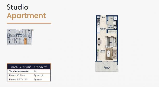 Квартира 1+1 в Дубай