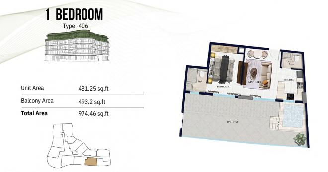 Квартира 0+1 в Дубай