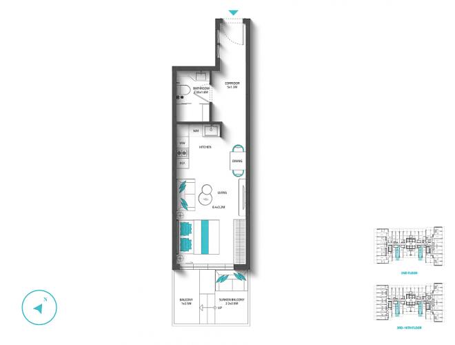 Квартира 0+1 в Дубай