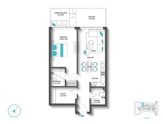 Квартира 0+1 в Дубай