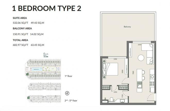 Квартира 1+1 в Дубай