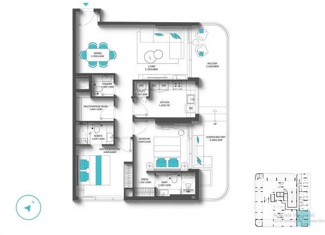 Квартира 1+1 с видом на море в Дубай