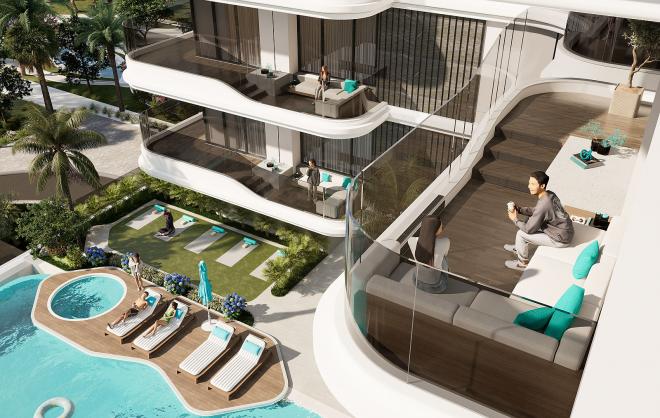 Квартира 1+1 с видом на море в Дубай