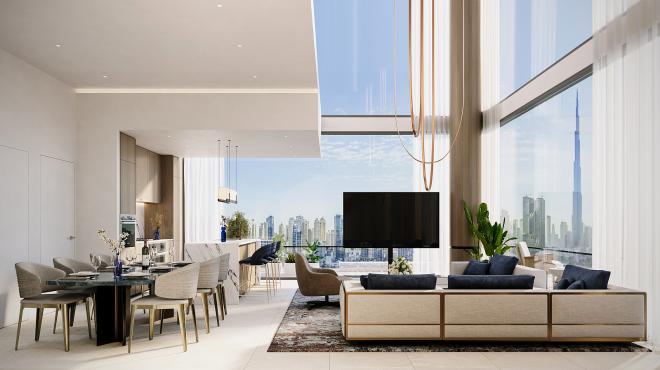 Квартира 1+1 с видом на море в Дубай