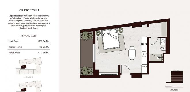 Квартира 1+1 в Дубай