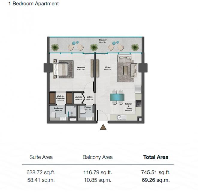 Квартира 1+1 в Дубай