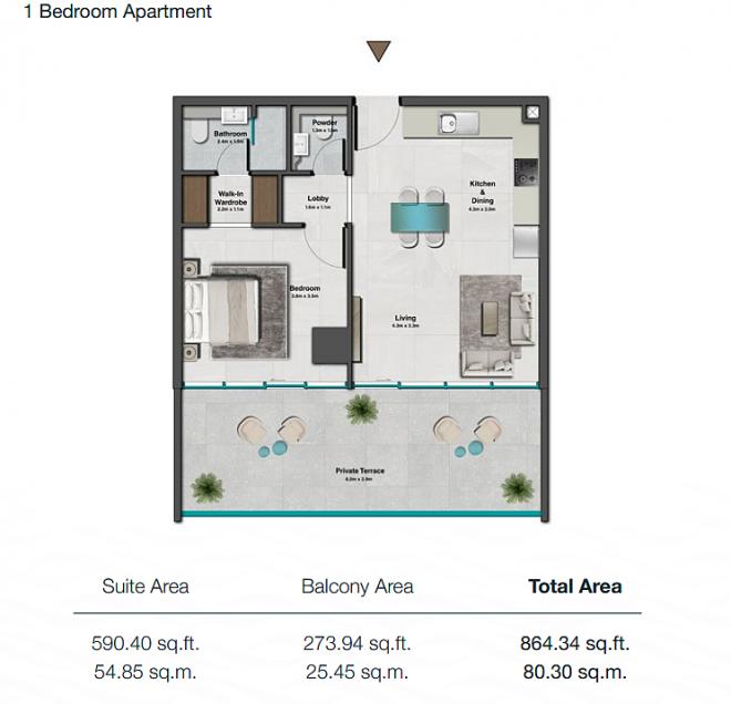 Квартира 1+1 в Дубай