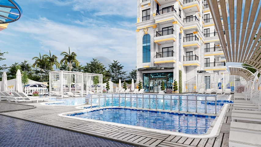 Квартира 1+1 в новом жилом комплексе района Махмутлар