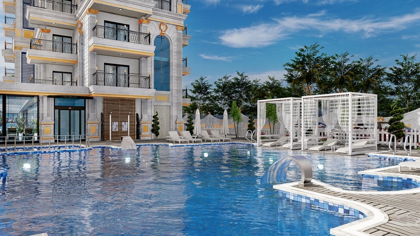 Квартира 1+1 в новом жилом комплексе района Махмутлар