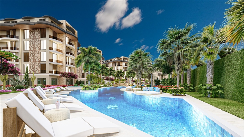 Квартира планировкой 1+1 в районе Оба в комплексе с семейной концепции