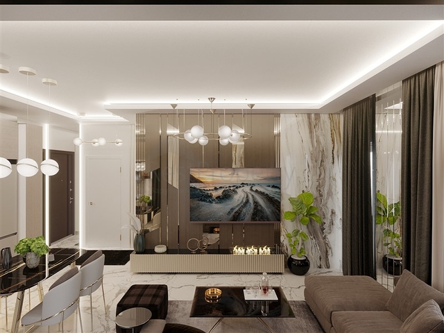 Квартира планировкой 1+1 в строящемся доме района Махмутлар