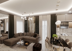 Квартира планировкой 1+1 в строящемся доме района Махмутлар