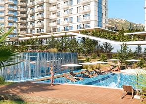 Квартира 1+1 в комплексе отельной концепции в районе Махмутлар