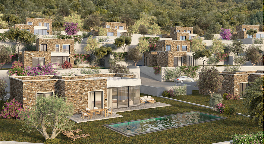 Камменые виллы  с видом на море и на историческую "Пиратскую" деревню"