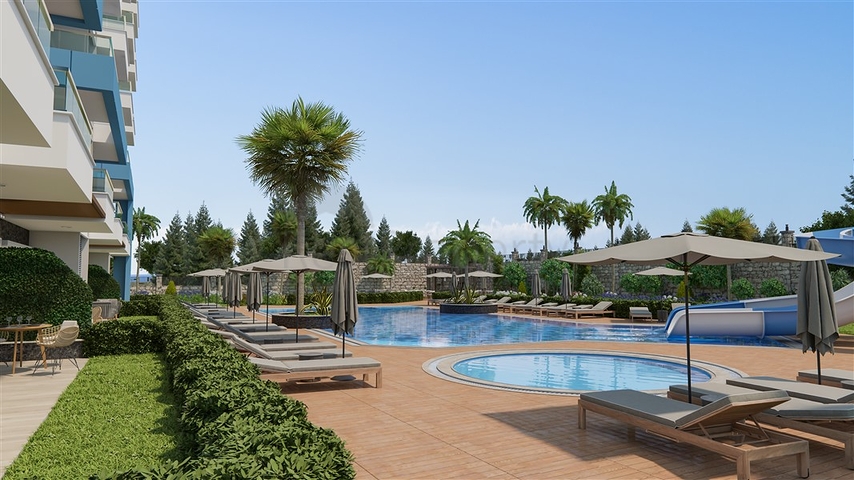 Квартира 1+1 с видом на море в Авсалларе