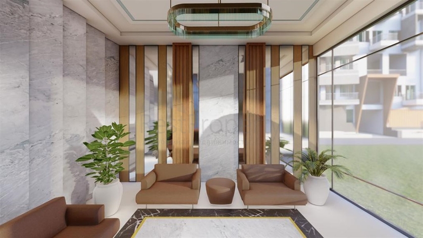 Просторная квартира планировкой 1+1 в строящемся доме в районе Махмутлар