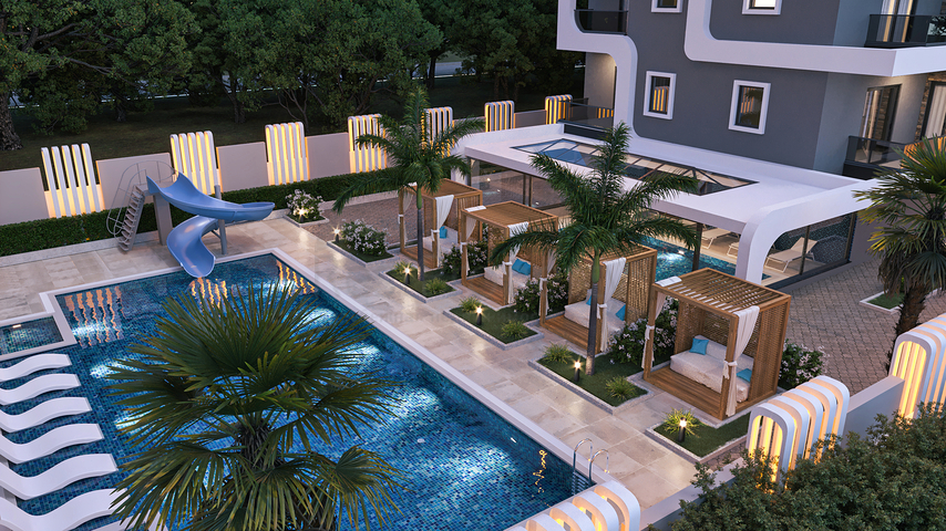 Квартира 1+1 в комплексе в комплексе прмиум класса в районе Махмутлар