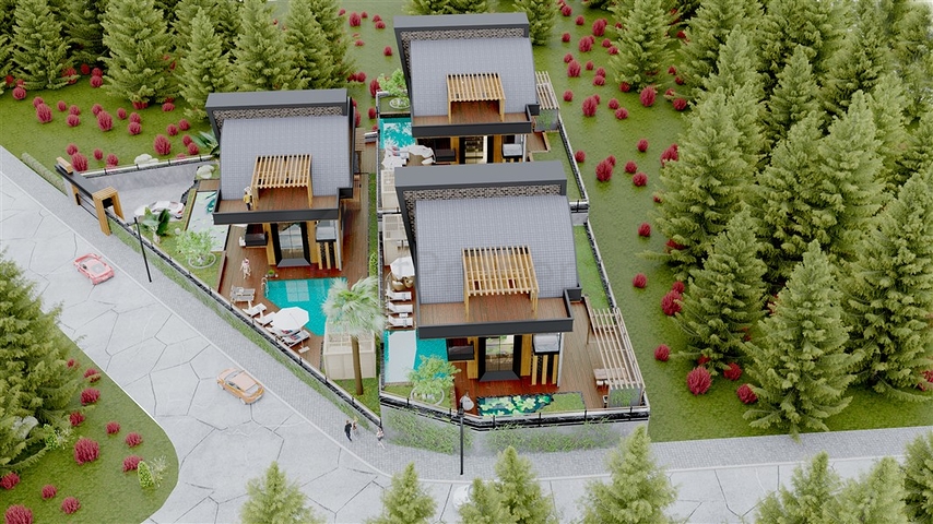 Виллы 4+2 с потрясающими видовыми характеристиками в районе Каргыджак 