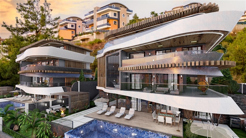 Шикарные виллы 5+1 с видом на море и горы