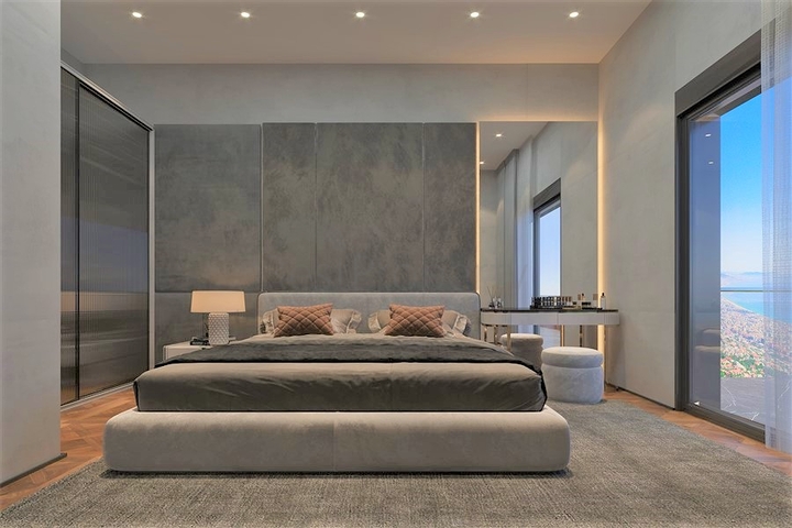 Новый комплекс вилл с панорамным видом на море в районе Тепе