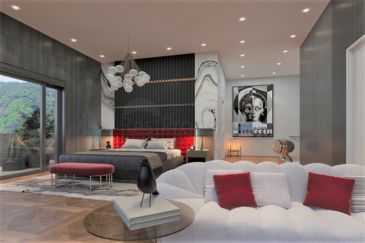 Новый комплекс вилл с панорамным видом на море в районе Тепе