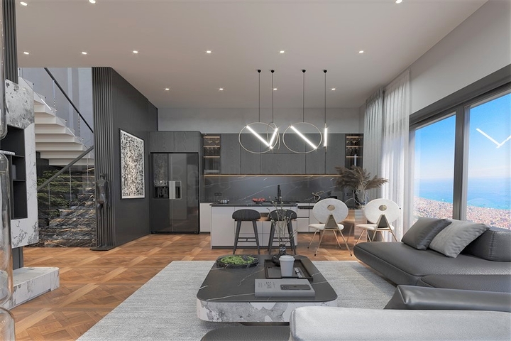 Новый комплекс вилл с панорамным видом на море в районе Тепе